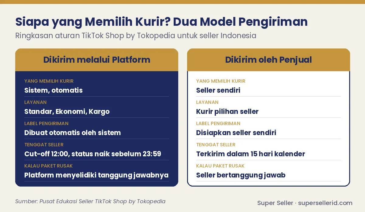 Perbandingan Dikirim melalui Platform dan Dikirim oleh Penjual: siapa yang memilih kurir TikTok Shop